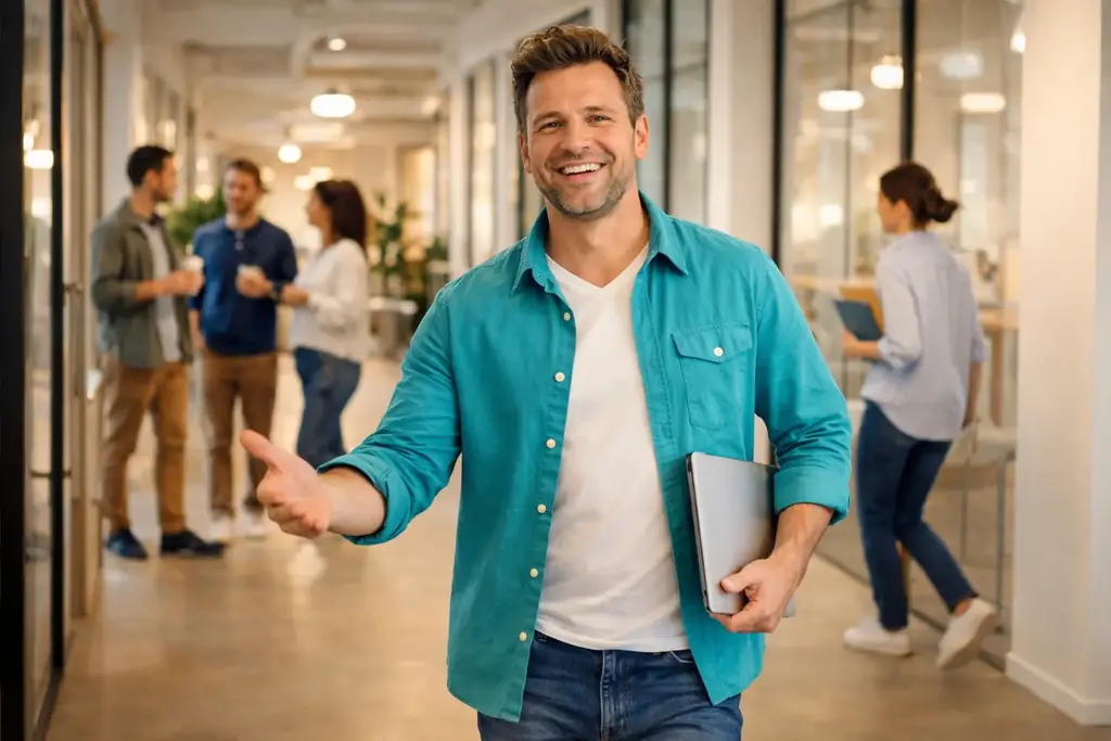 homme en transition professionnelle, clair dans son projet