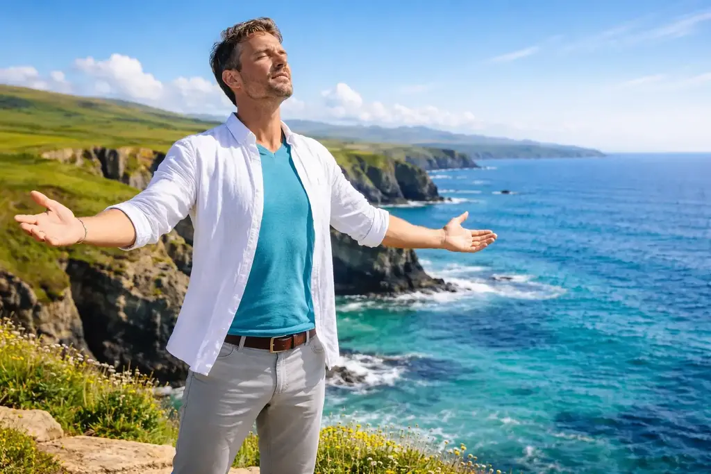 Homme qui revisite son existence