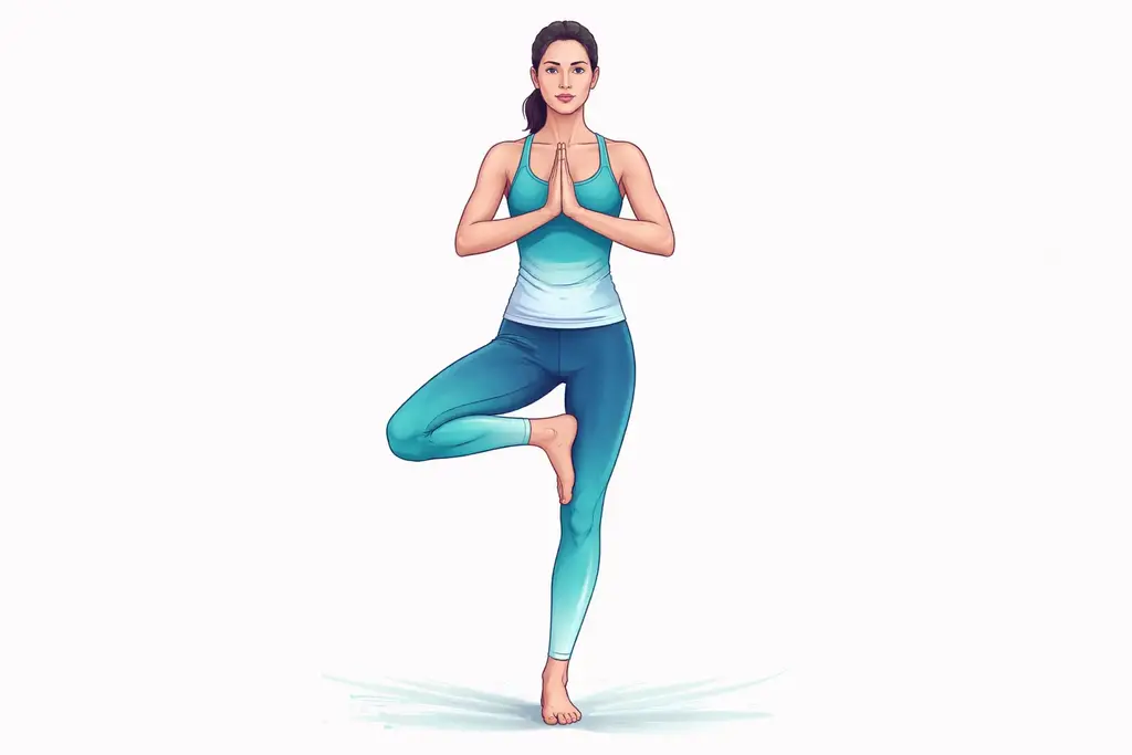 L'équilibre corporel reflète l'équilibre émotionnel : démonstration femme, posture arbre en yoga